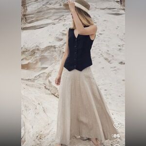 Elegant Cream Maxi Skirt